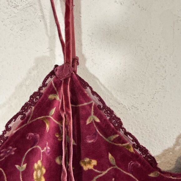 Victorias SECRET COUNTRY LADIES pj DRESS medium burgandy BABYDOLL floral mini - Picture 2 of 14